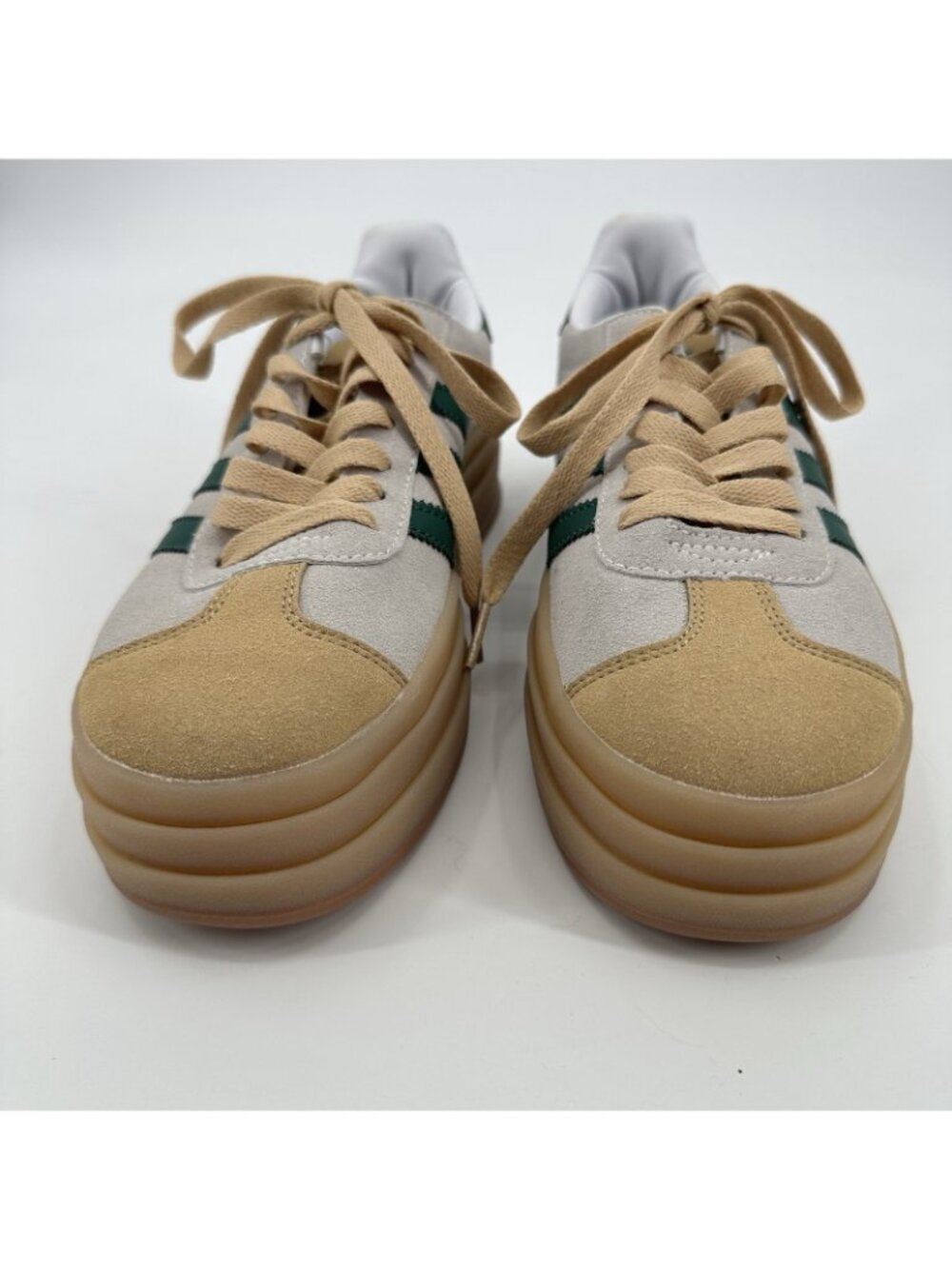 NWOT ADIDAS Gazelle Bold Platform Sneaker 8.5 Cream Green Beige triple stacked - Picture 3 of 10